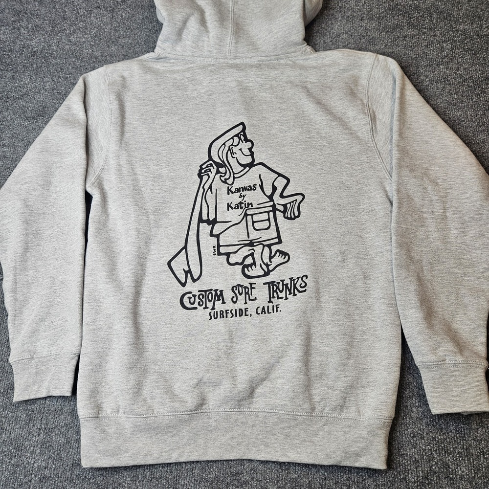 NWOT Kanvas By Katin Hoodie Sweatshirt Size Small Gray Graphic Print Surf Beach